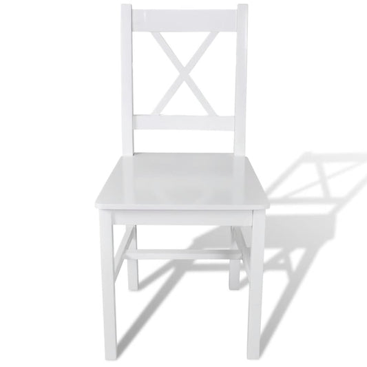 Dining Chair | Set of 2 | White | Solid Pine Wood | 83.5 cm tall