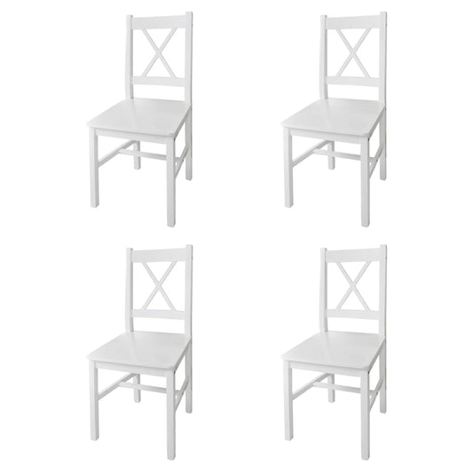 Dining Chair | Set of 4 | White | Pine wood | Medium | Ergonomic