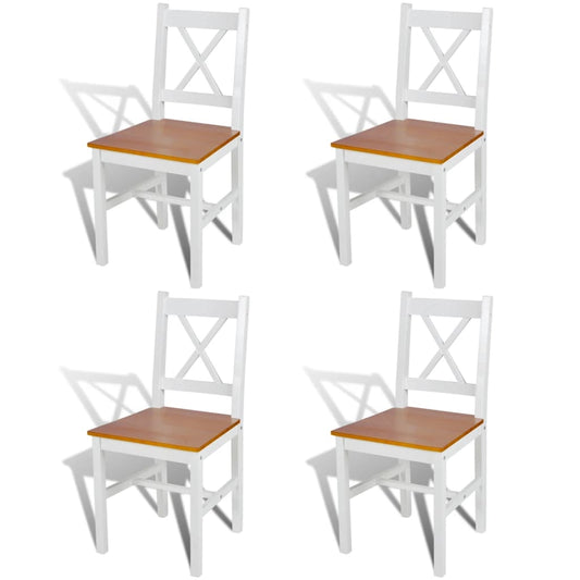 Dining Chair | Set of 4 | White and natural | Solid pine wood | Standard