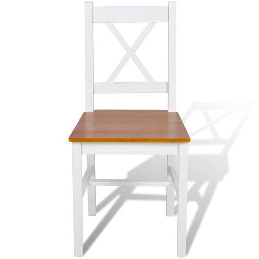 Dining Chair | Set of 4 | White and natural | Solid pine wood | Standard