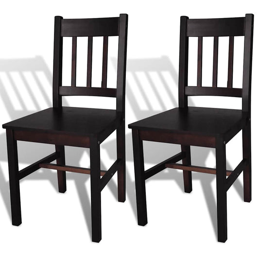 Dining Chair |  Set of 2 | Dark Brown | Pine wood | Standard