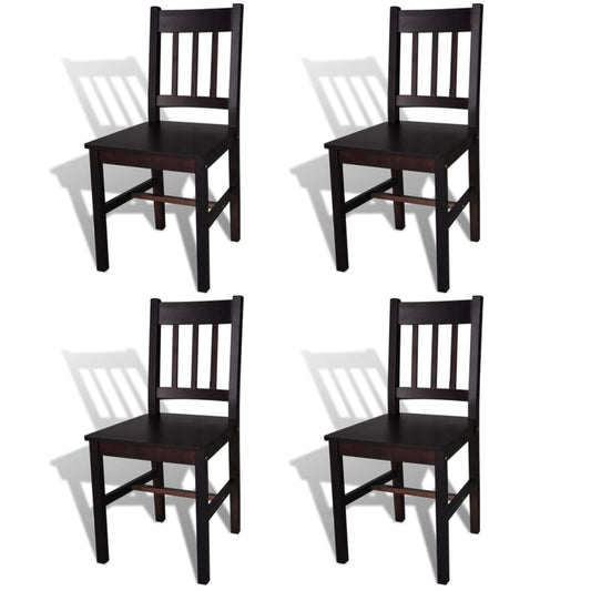 Dining Chair | Set of 4 | Dark Brown | Solid Pine Wood | Standard