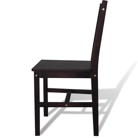 Dining Chair | Set of 4 | Dark Brown | Solid Pine Wood | Standard