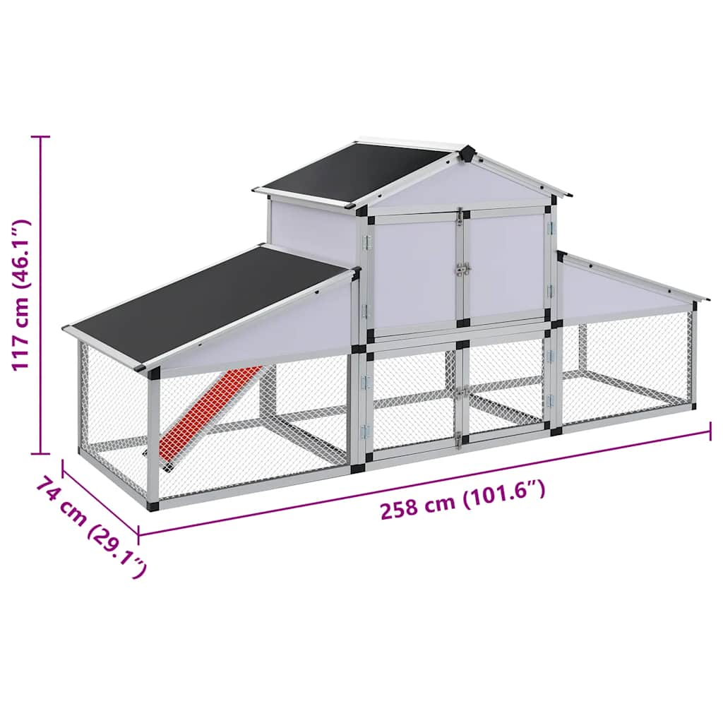 Chicken Coop with Runs and Nest Box Aluminium