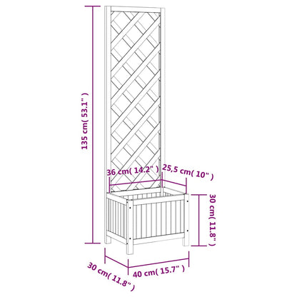 Planter with Trellis 40x30x135 cm Solid Wood Fir