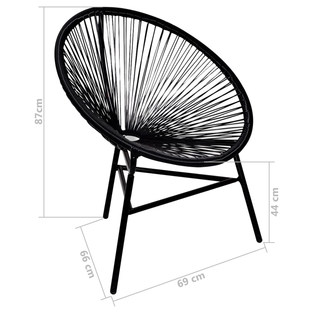Chair | Black | Poly Rattan | Standard | Durable | Chair | Oval