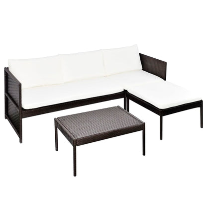 Garden Sofa | Brown | PE Rattan | Three-piece set | Light Weight