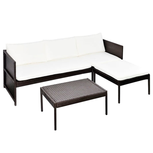Garden Sofa | Brown | PE Rattan | Three-piece set | Light Weight