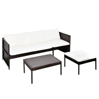 Garden Sofa | Brown | PE Rattan | Three-piece set | Light Weight