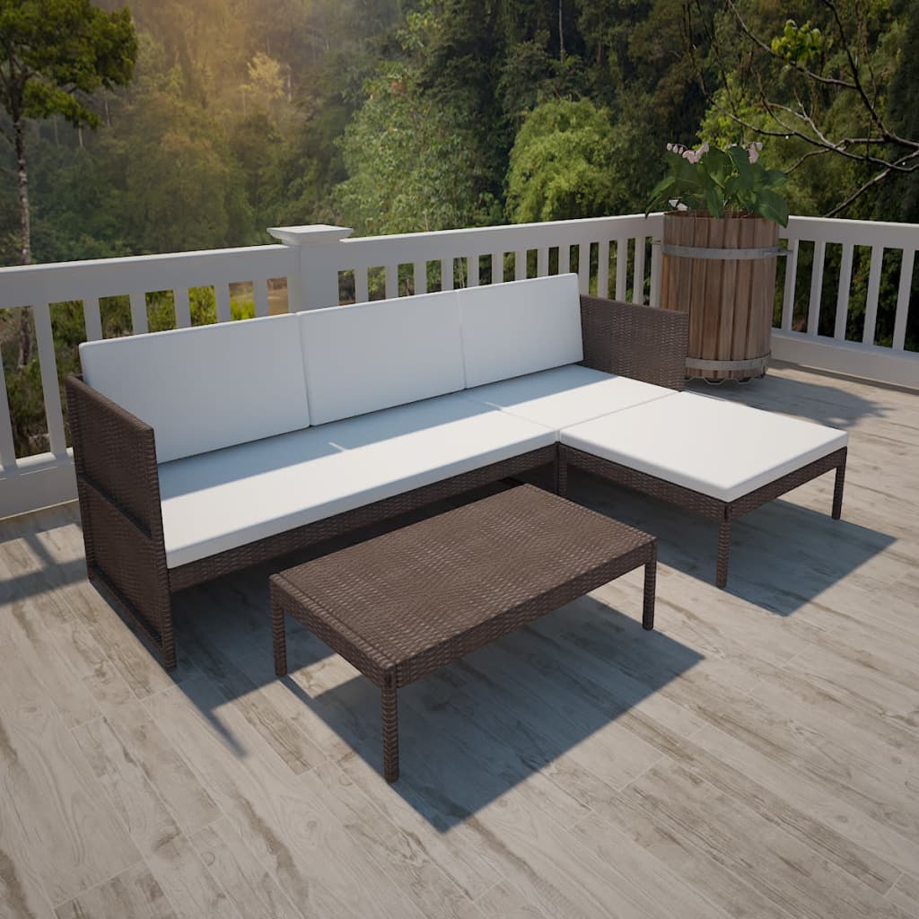Garden Sofa | Brown | PE Rattan | Three-piece set | Light Weight