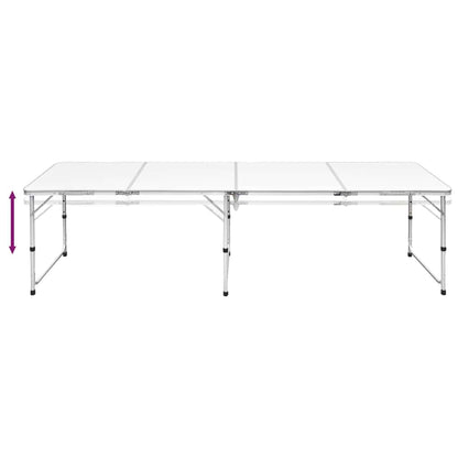 Foldable Camping Table Height Adjustable Aluminium 240 x 60 cm