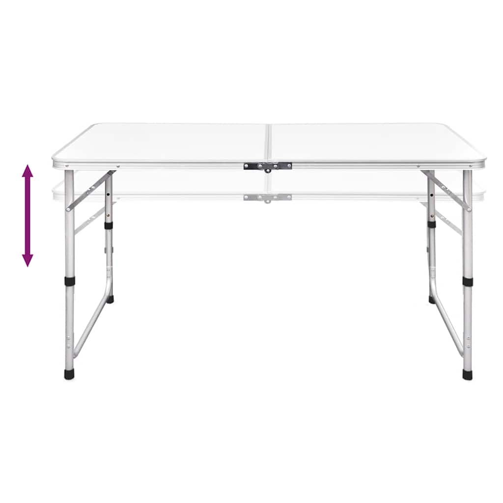 Foldable Camping Table Set with 4 Stools Height Adjustable 120 x 60 cm