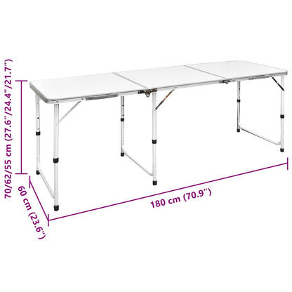 Foldable Camping Table Set with 6 Stools Height Adjustable 180x60cm