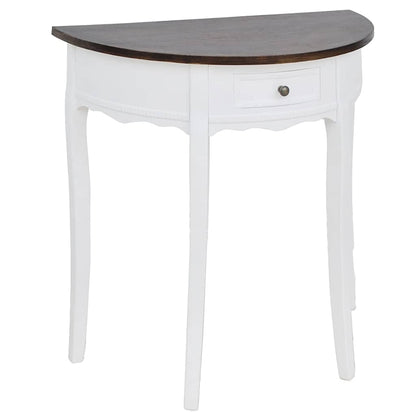 Console Table with Drawer and Brown Top Half-round