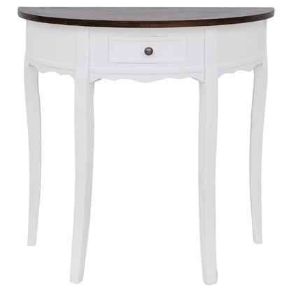 Console Table with Drawer and Brown Top Half-round