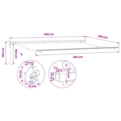 Awning Frame 4x3 m Automatic Roll-back Aluminium