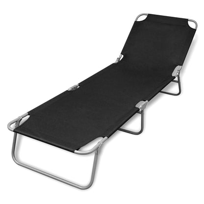 Sun Lounger | Black | Powder-coated steel | 189 cm long | Foldable