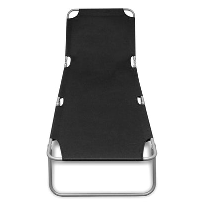 Sun Lounger | Black | Powder-coated steel | 189 cm long | Foldable