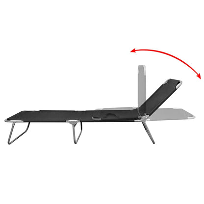 Sun Lounger | Black | Powder-coated steel | 189 cm long | Foldable