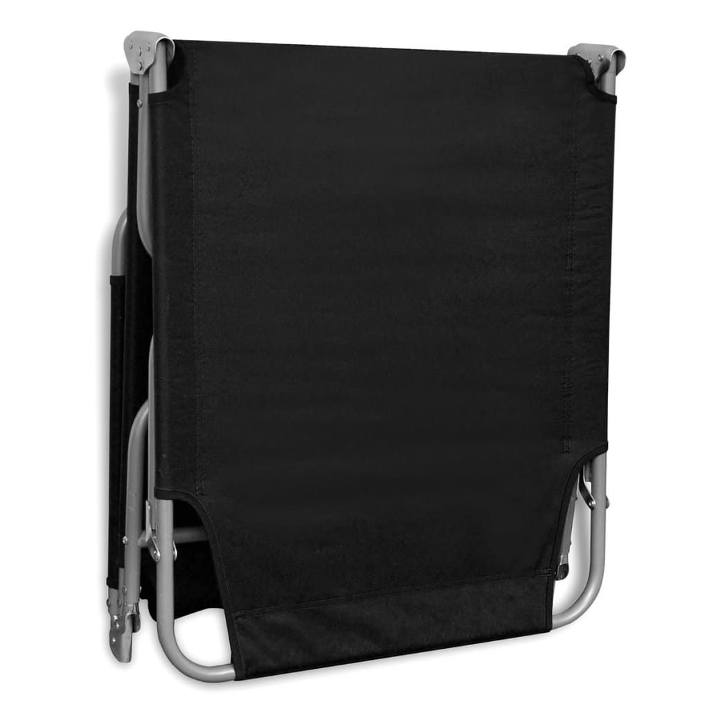 Sun Lounger | Black | Powder-coated steel | 189 cm long | Foldable