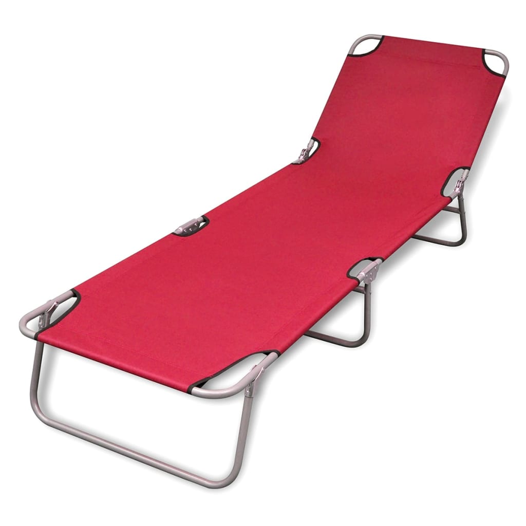 Sun Lounger | Red | Powder-Coated Steel | Standard | Foldable