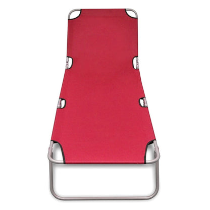 Sun Lounger | Red | Powder-Coated Steel | Standard | Foldable