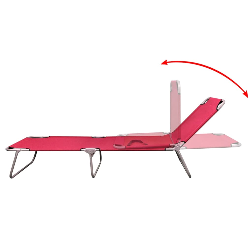 Sun Lounger | Red | Powder-Coated Steel | Standard | Foldable