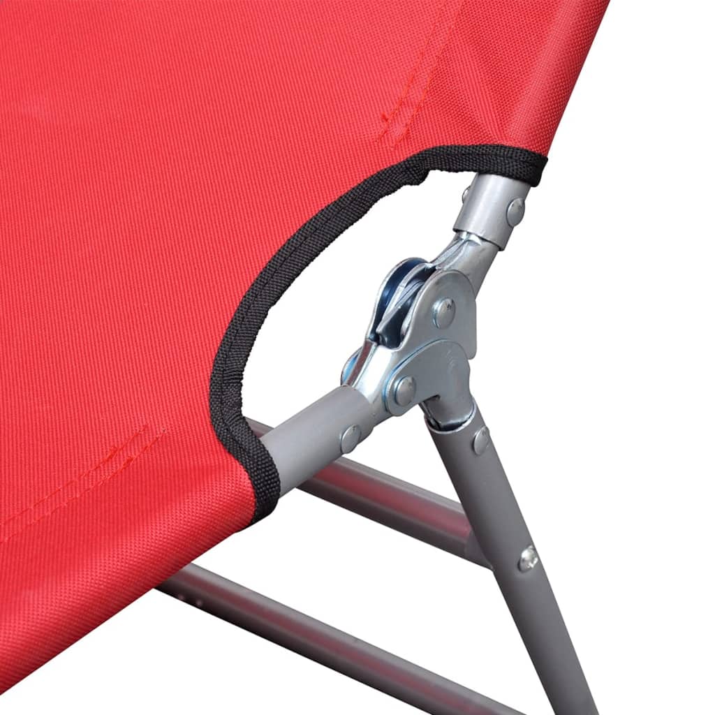 Sun Lounger | Red | Powder-Coated Steel | Standard | Foldable