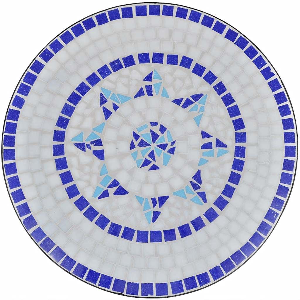 41530 vidaXL Bistro Table Blue and White 60 cm Mosaic