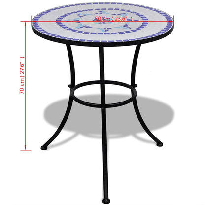 41530 vidaXL Bistro Table Blue and White 60 cm Mosaic