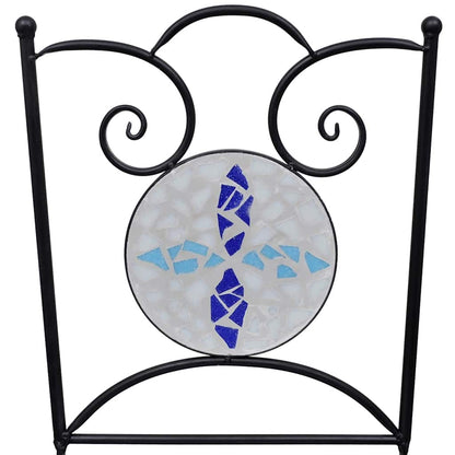 Garden Chair | Set of 2 | Blue and White | Powder-coated iron and ceramic