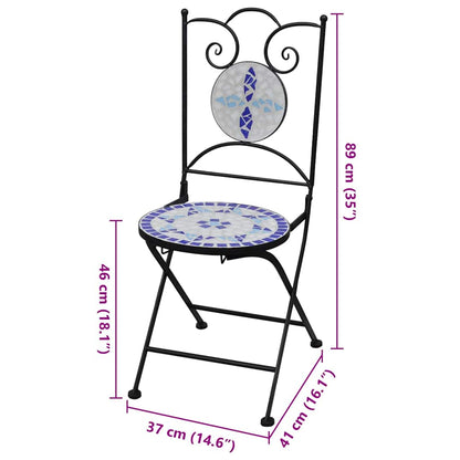 Garden Chair | Set of 2 | Blue and White | Powder-coated iron and ceramic