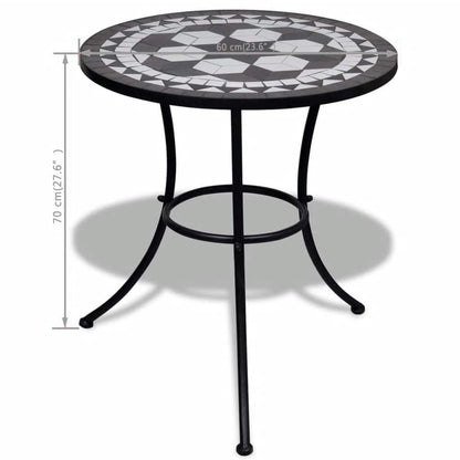 41532 vidaXL Bistro Table Black and White 60 cm Mosaic