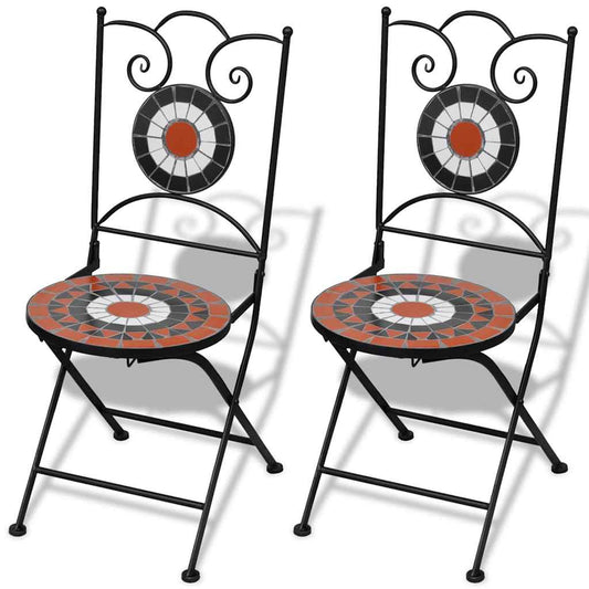 Garden Chair | Set of 2 | Terracotta | Powder-coated iron | Foldable