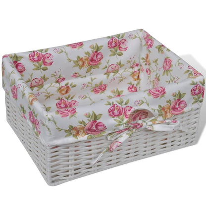 Cabinet with 1 Drawer and 2 Baskets White Paulownia Wood