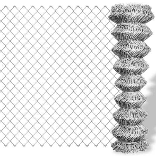 141485 vidaXL Chain Link Fence Galvanised Steel 15x0,8 m Silver