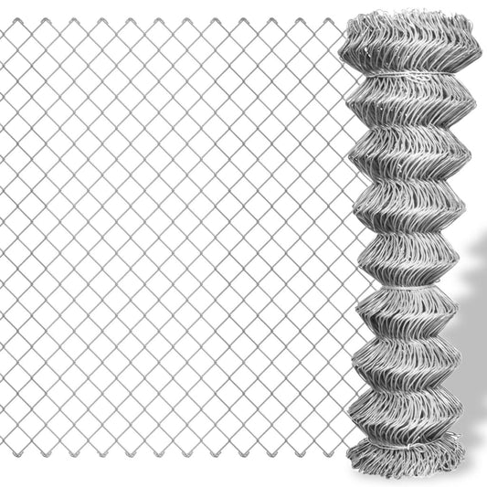 141490 vidaXL Chain Link Fence Galvanised Steel 25x0,8 m Silver