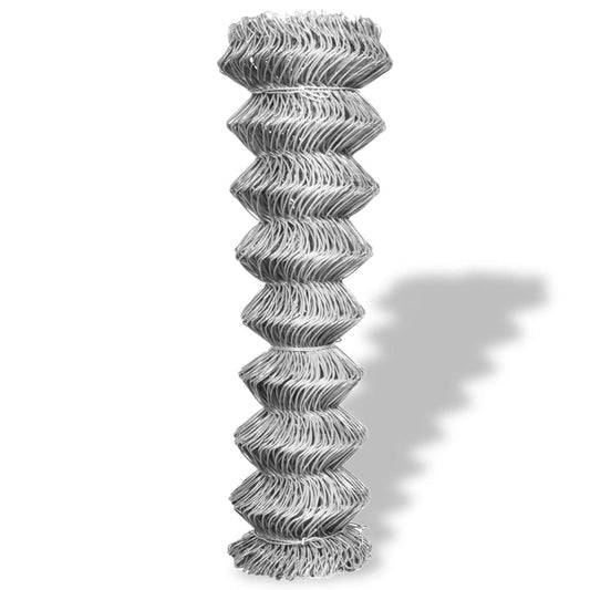 141491 vidaXL Chain Link Fence Galvanised Steel 25x1 m Silver
