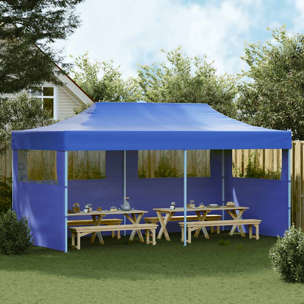 Gazebo | Blue | Polyester, Steel | 3 x 6 m | Collapsible | Gazebo