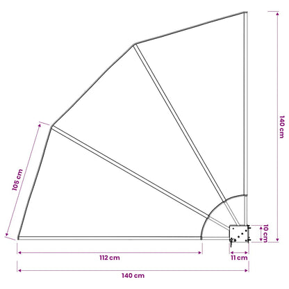 Collapsible Balcony Side Awning Grey 140x140 cm