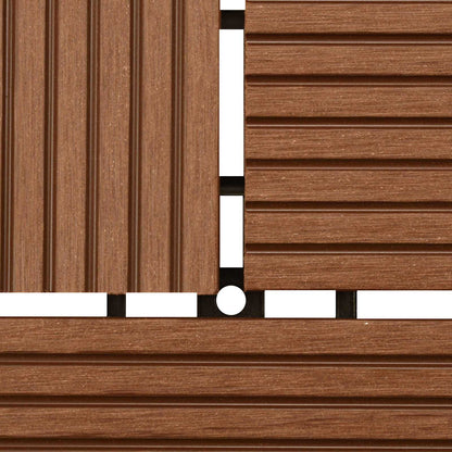 Decking Tile 11 pcs Brown 30 x 30 cm WPC
