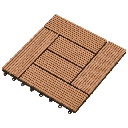 Decking Tile 11 pcs Brown 30 x 30 cm WPC