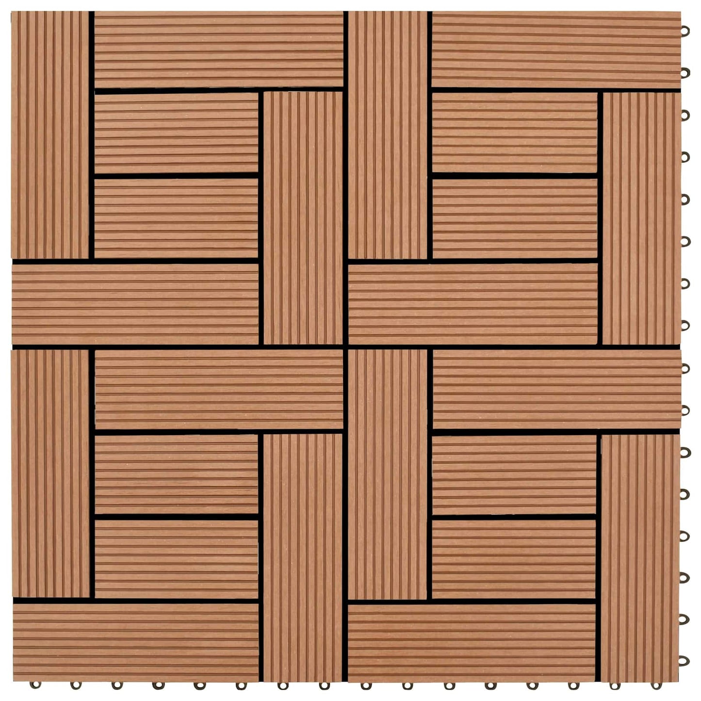 Decking Tile 11 pcs Brown 30 x 30 cm WPC