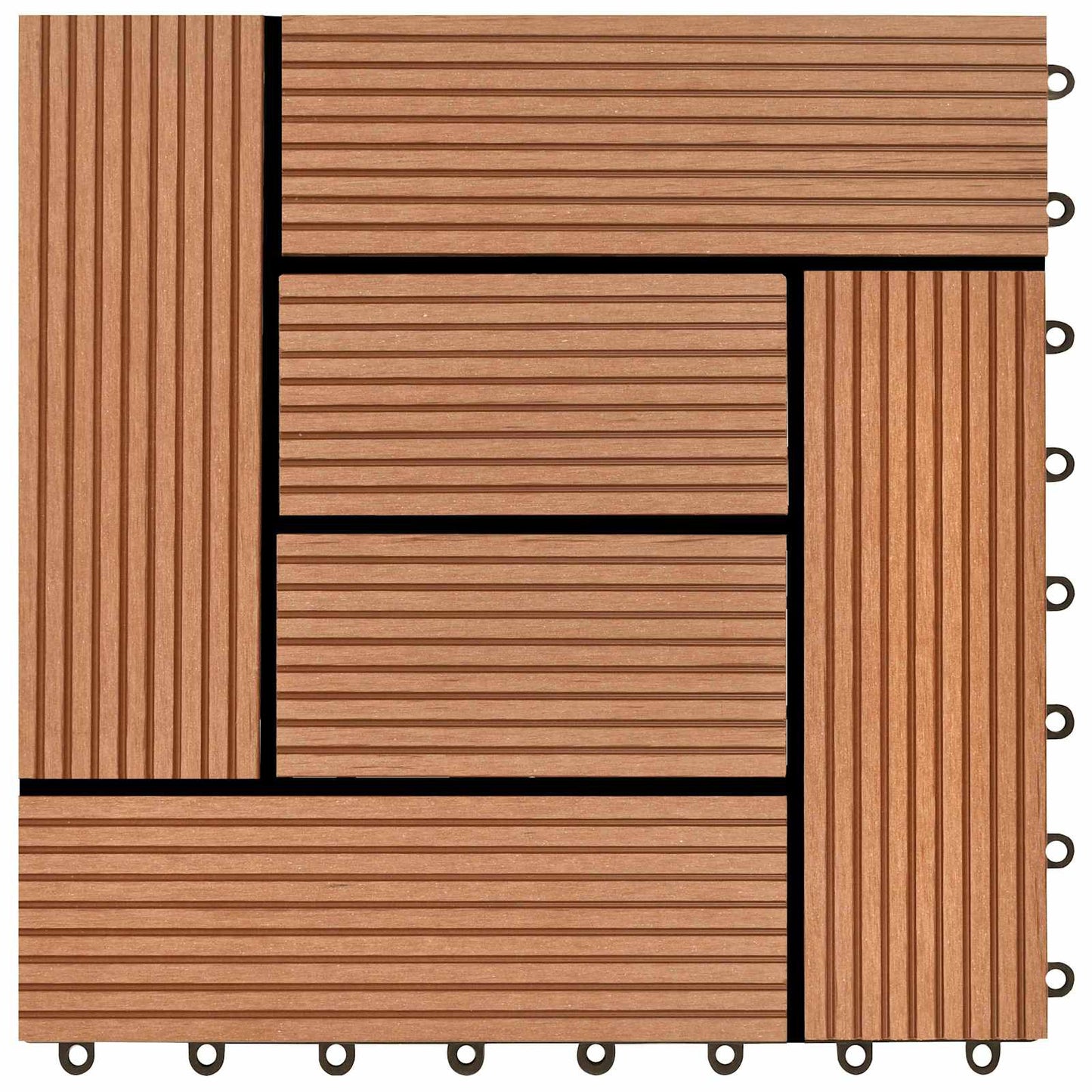 Decking Tile 11 pcs Brown 30 x 30 cm WPC