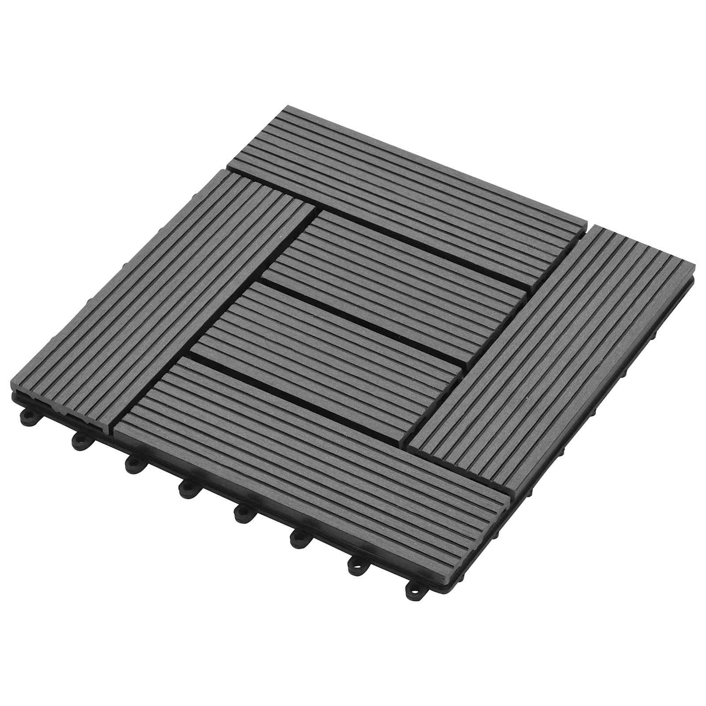 Decking Tile 11 pcs Grey 30 x 30 cm WPC