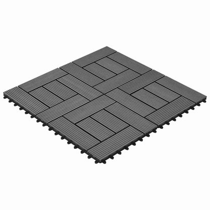 Decking Tile 11 pcs Grey 30 x 30 cm WPC