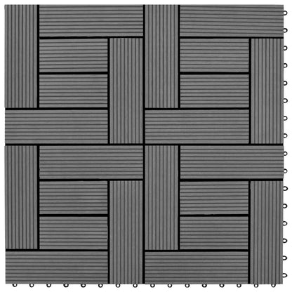 Decking Tile 11 pcs Grey 30 x 30 cm WPC