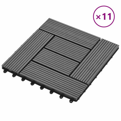 Decking Tile 11 pcs Grey 30 x 30 cm WPC