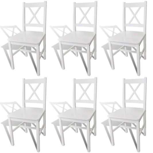 Dining Chair | Set of 6 | White | Solid pine wood | Standard | Comfy