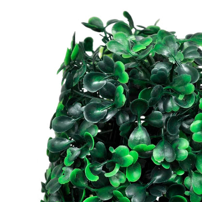 Set of 3 Artificial Boxwood Pyramid Topiary, perfect for indoor and outdoor decor, featuring lush mixed green foliage and durable weather-resistant plastic.